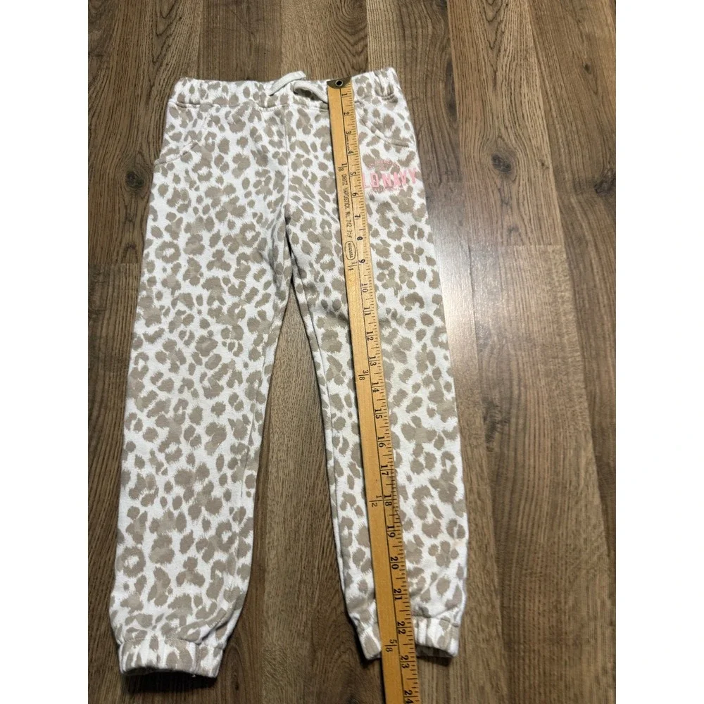 Old Navy Sweatpants Girls 5T Tan Leopard Print Kids Joggers Fleece Excellent